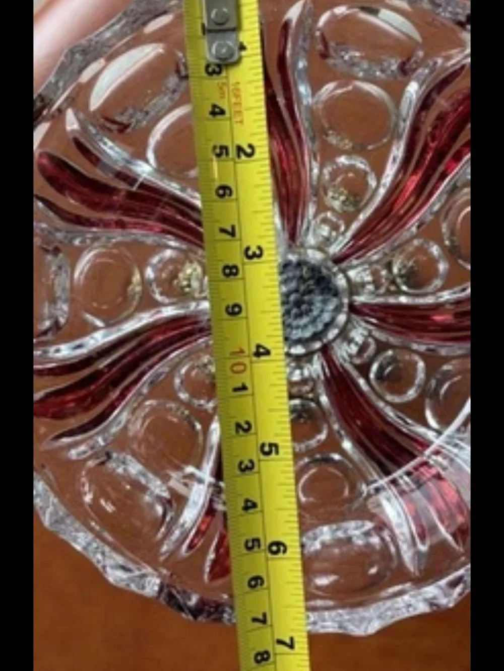 Pedestal Compote Bowl Nuts Cut Crystal Ruby Flash Brass Base Ornate Regency L&L
